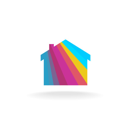 Colorful house silhouette iconのイラスト素材
