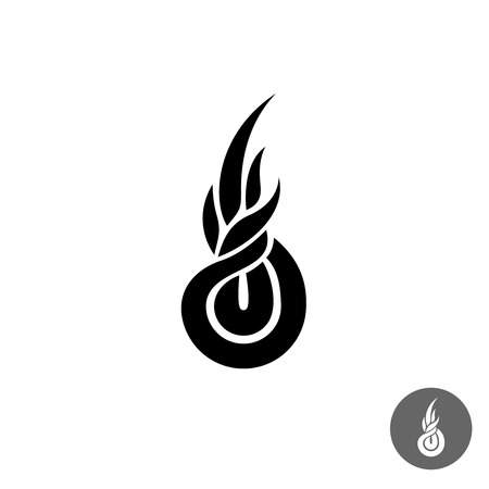 Abstract black lines rope knot figure. Elegant ribbons silhouette iconのイラスト素材