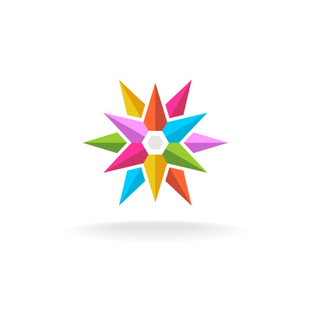 Colorful sharp star icon. Rainbow geometric burst symbol.のイラスト素材