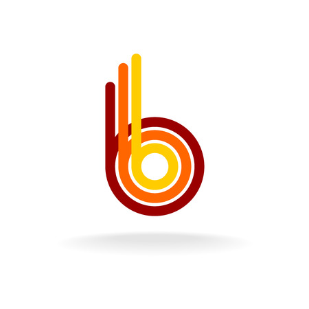 Letter B retro style icon. Color line ribbons style.のイラスト素材