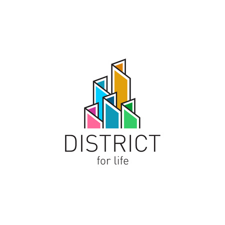 Colorful real estate buildings contour icon templateのイラスト素材