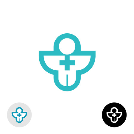 Man with cross religion or medical logoのイラスト素材