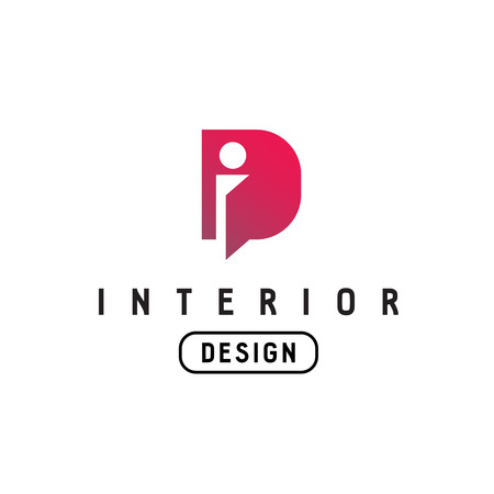 Letter I and D monogram . Interior design abbreviation ligature sign. Open door concept.のイラスト素材
