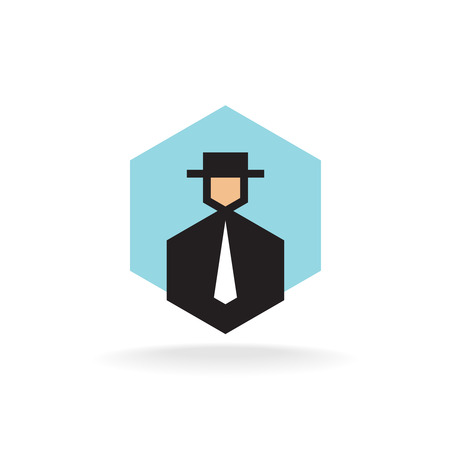 Business man in suit with tie and hatのイラスト素材