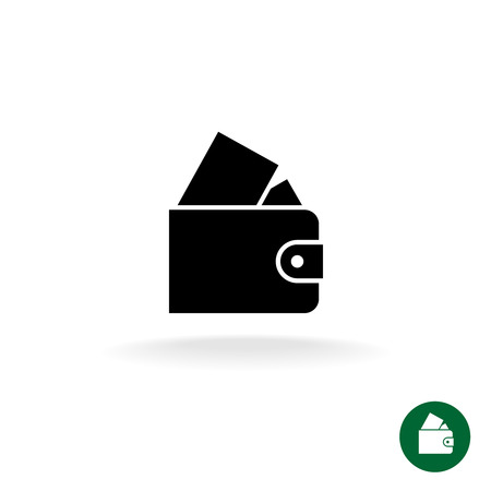 Purse black simple icon with full of money.のイラスト素材