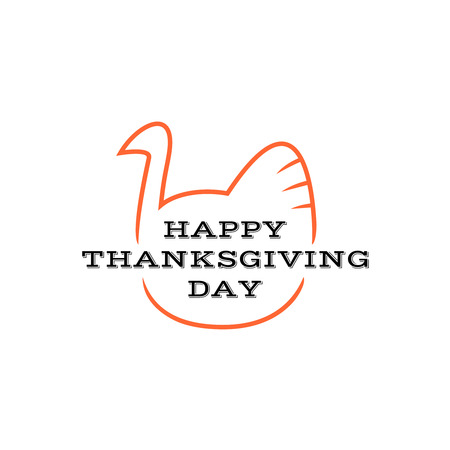 Happy thanksgiving day title with text and simple turkey silhouetteのイラスト素材