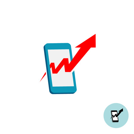 Mobile promotion marketing . Smartphone shape with graph chart growth symbol.のイラスト素材