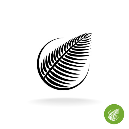 Palm leaf black silhouette icon in a roundのイラスト素材