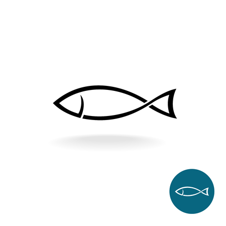 Fish simple black linear silhouette elegance templateのイラスト素材