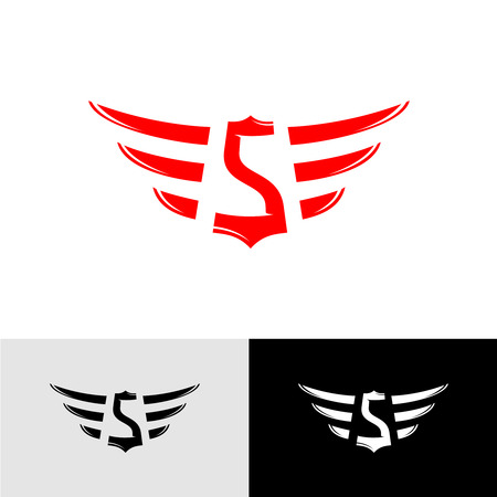 Letter S with wings East Asia styleのイラスト素材