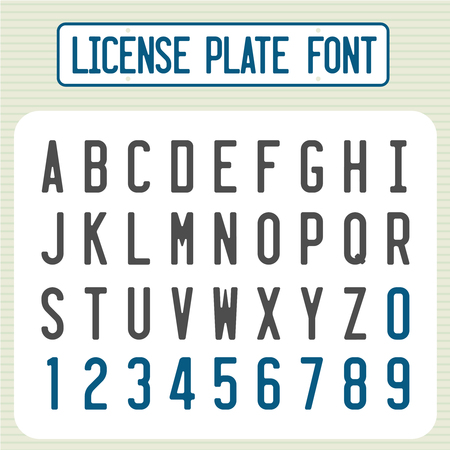 License plate font. Car identification number style letters set.のイラスト素材