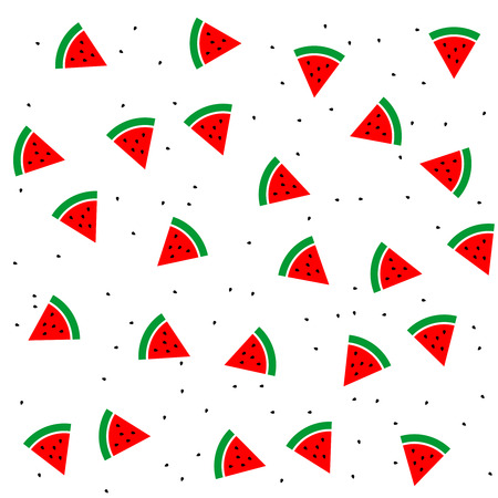 Watermelon slices and seeds seamless patern backgroundのイラスト素材
