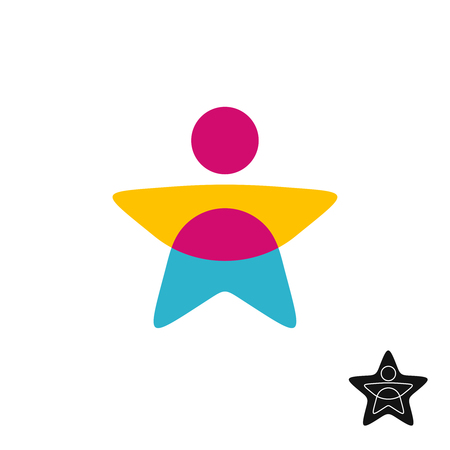 Man star silhouette color overlay logo. Transparency are flattened.のイラスト素材