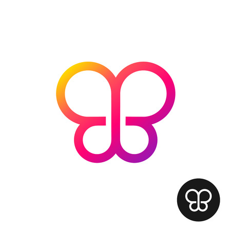 Colorful butterfly logo. Linear geometric style circles symbol.のイラスト素材