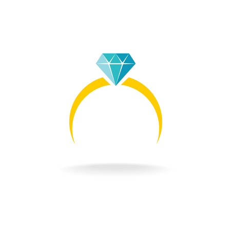 Wedding engagement ring simple color logo with diamond jewelry.のイラスト素材