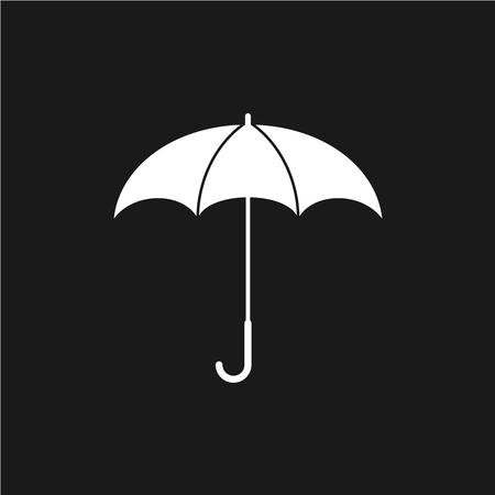 White umbrella silhouette on black background.のイラスト素材