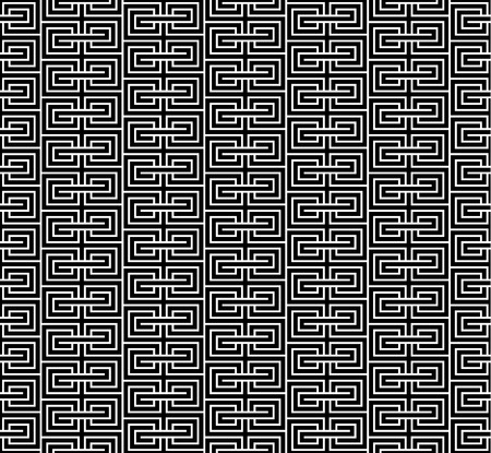 Spiral geometric black on white ornamental seamless patternのイラスト素材