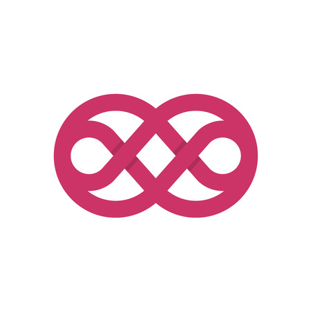 Knot logo with rounded wide border crossed lines. Purple color abstract symbol.のイラスト素材