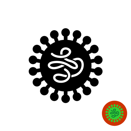 Virus black icon with worm like structure insideのイラスト素材