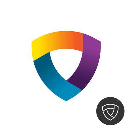 Abstract triangle colorful ribbon shield logoのイラスト素材