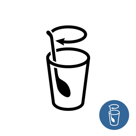 Stirring icon. Stir well outline style symbol.のイラスト素材