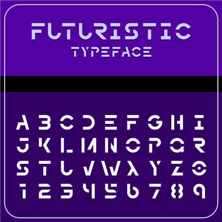 Modern futuristic sci-fi font. Strong future space style typeface with gaps.のイラスト素材