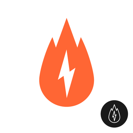 Calorie burn icon with fire and lightning bolt.のイラスト素材