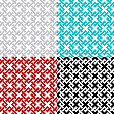 Intersected chain squares seamless pattern setのイラスト素材