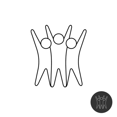 Three happy motivated people line style symbol.のイラスト素材