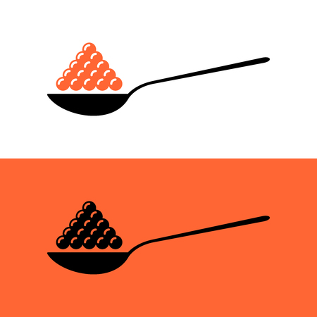 Red and black caviar in a spoon simple symbol.のイラスト素材