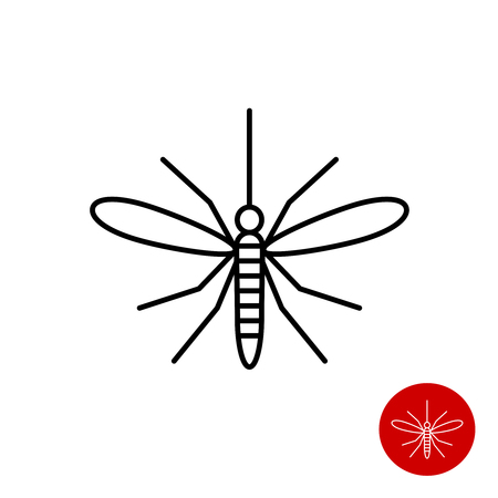 Mosquito line icon. Top view mosquito insect symbol. Adjustable outline stroke line width.のイラスト素材