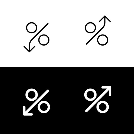 Percent grow or fall icon. Financial mark. Stock or banking market indicator. Adjustable stroke width.のイラスト素材