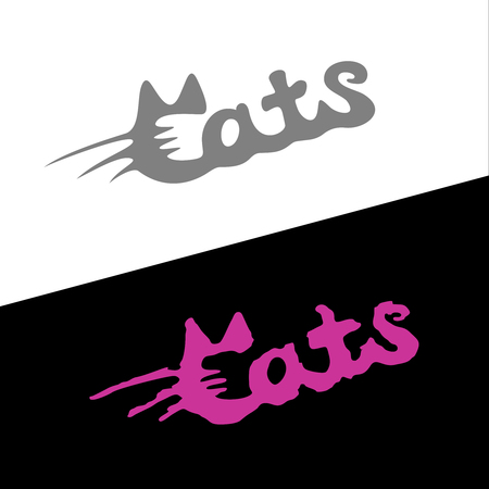 Cats word stylish fashion logo with ears and whiskers in a Ð¡ letter.のイラスト素材