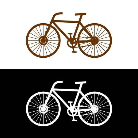 Bicycle silhouette with pedals, chain and spokes. Simple lines bicycle icon. Side view.のイラスト素材