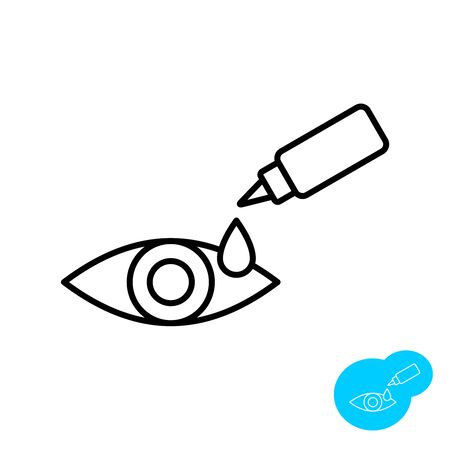 Eye drops bottle with eye apply. Thin line icon. Medical symbol. Liquid drop.のイラスト素材