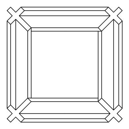 Christian religion border frame with crosses at the corners. Outline style simple religious picture frame. Adjustable line width.のイラスト素材