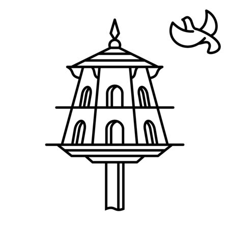 Dovecote outline icon. House for birds. Pigeons home symbol.のイラスト素材