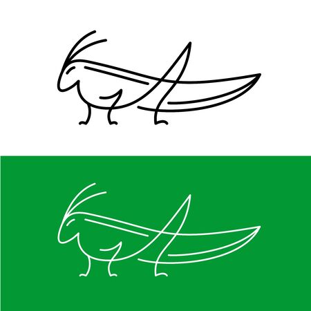 Grasshoper line style elegant logo. Cute small insect symbol. Cricket sign.のイラスト素材