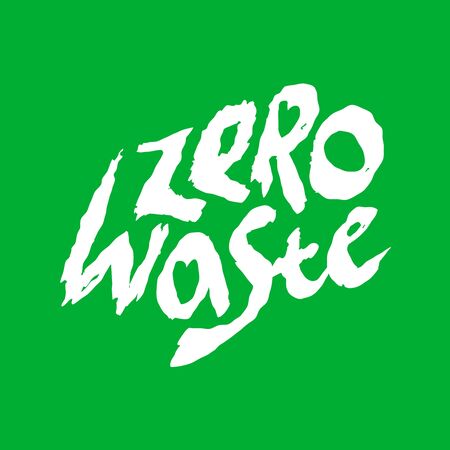 Zero waste handwritten logo. No pollution concept lifestyle symbol. Lettering text style title badge design with heart shapes in letters R and A.のイラスト素材