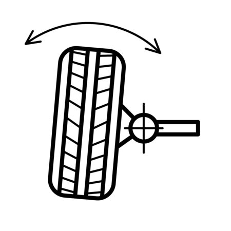 Wheel alignment line icon. Car suspension angles adjustment. Axle control symbol. Adjustable stroke width.のイラスト素材