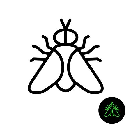 Fly simple line icon. Outline style gadfly symbol. Adjustable stroke width.のイラスト素材
