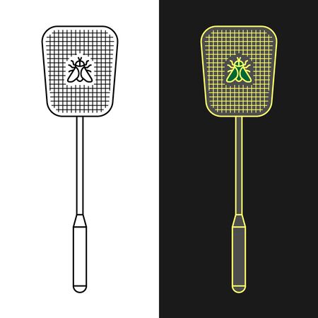Fly swatter. Anti-fly weapon simple illustration. Flyswatter insect killing tool. Adjustable stroke width.のイラスト素材