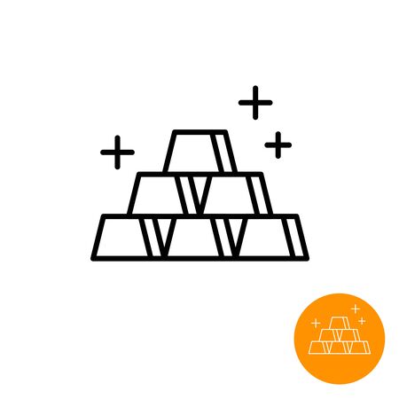 Gold bar icon. Simple line style golden bars pile symbol. Adjustable stroke width.のイラスト素材