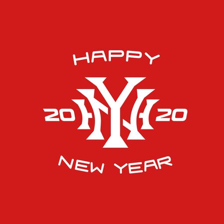 Happy new year 2020 letters monogram style logoのイラスト素材