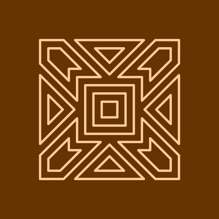 Abstract square line style logo. Tribal theme symbol. Adjustable stroke width.のイラスト素材