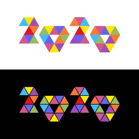 2020 colorful triangles mosaic logoのイラスト素材