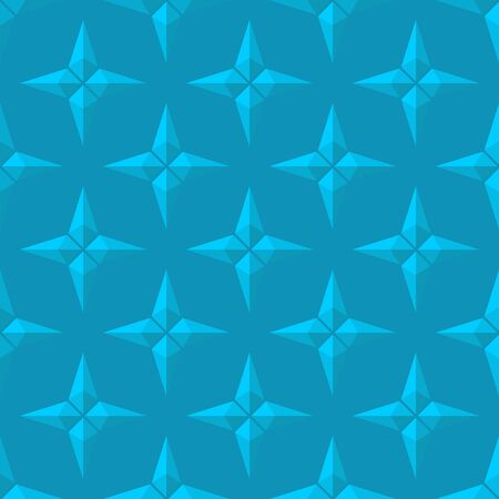 3d blue four pointed stars seamless pattern backgroundのイラスト素材