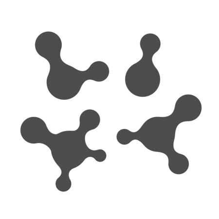 Molecular structures templates set. Fluid shapes symbols. Metaballs technology science theme figures.のイラスト素材