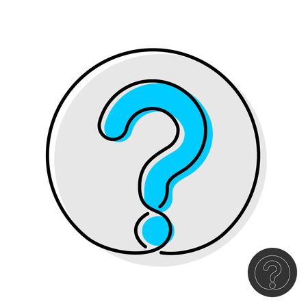 Question mark icon. Thin mono line design style question symbol in a round badge. Adjustable stroke width.のイラスト素材