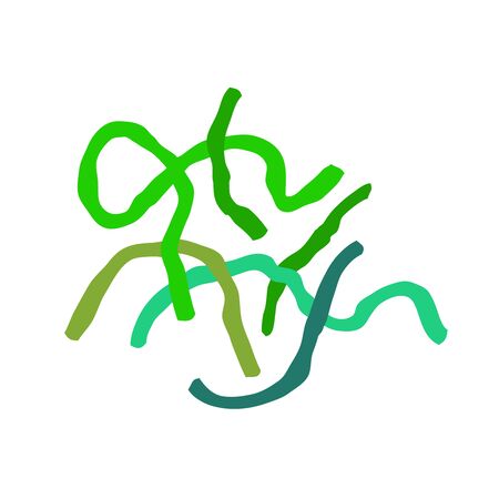 Seaweed leaves illustration. Hiyashi wakame chuka salad bunch on a white background. Sea weed plant color symbol.のイラスト素材